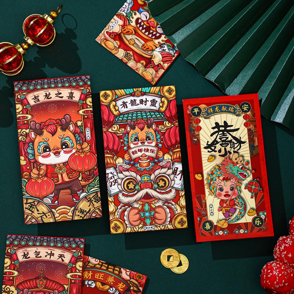 Set 6 Bao Lì Xì Năm Mới 2024 Hình Rồng Dễ Thương