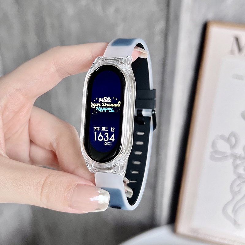 Dây Đeo silicone Trong Suốt Hai Màu Cho xiaomi mi band 8 7 6 mi5 4 3