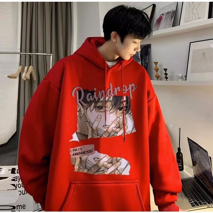 Áo hoodie dáng rộng thời trang cho nam size M-8XL cotton Mùa Thu Dáng Tay Dài In Họa Tiết Hoạt Hình Phong Cách Hàn Quốc Cho Cặp Đôi