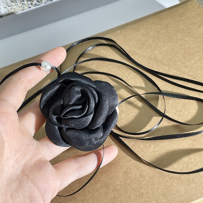 Mới Vòng cổ Ngọc Trai Mặt Hoa Thắt Dây Ruy Băng Thời Trang