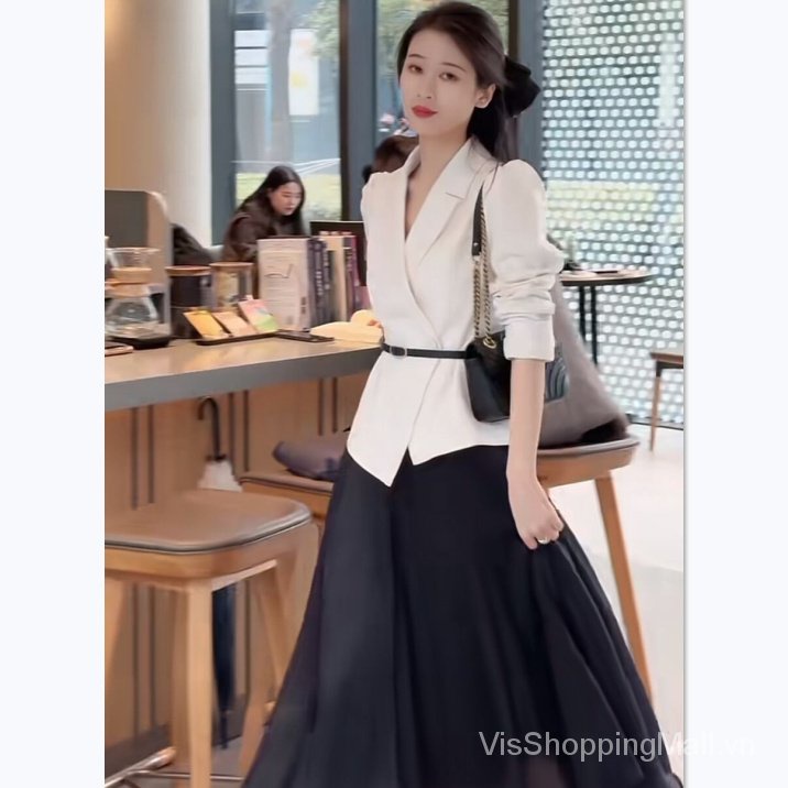 Set Áo Khoác Và Chân Váy Lưới Dáng Dài Thời Trang Cao Cấp Cho Nữ