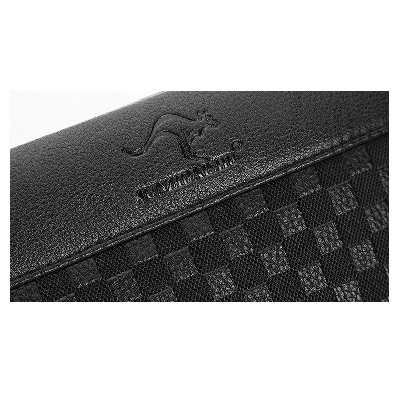 Ví cầm tay nam da cao cấp dạng hộp bảng lớn caro Mờ Màu Trơn KR11