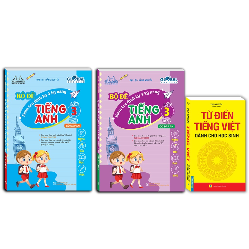 Sách - Combo 3c -GLOBAL SUCCESS- Bộ đề KT định kỳ 4 kỹ năng tiếng anh lớp 3 & Từ điển tiếng việt dành cho học sinh - To
