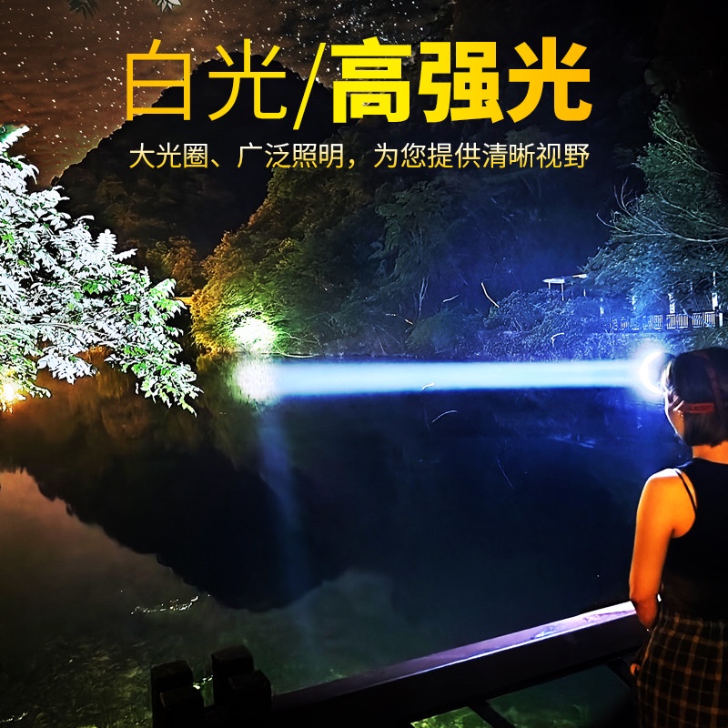 Đèn led Cảm Ứng Ánh Sáng Trắng Vàng Siêu Sáng Gắn Đầu Có Thể Sạc Lại Siêu Sáng Cho Xây Dựng Ngoài Trời Vào Ban Đêm