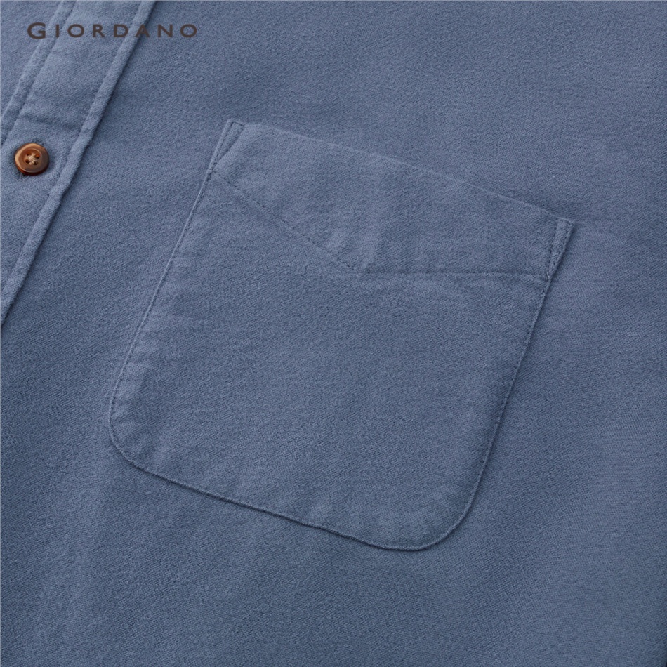 Áo sơ mi GIORDANO 01042869 cotton flannel dày tay dài thời trang cho nam