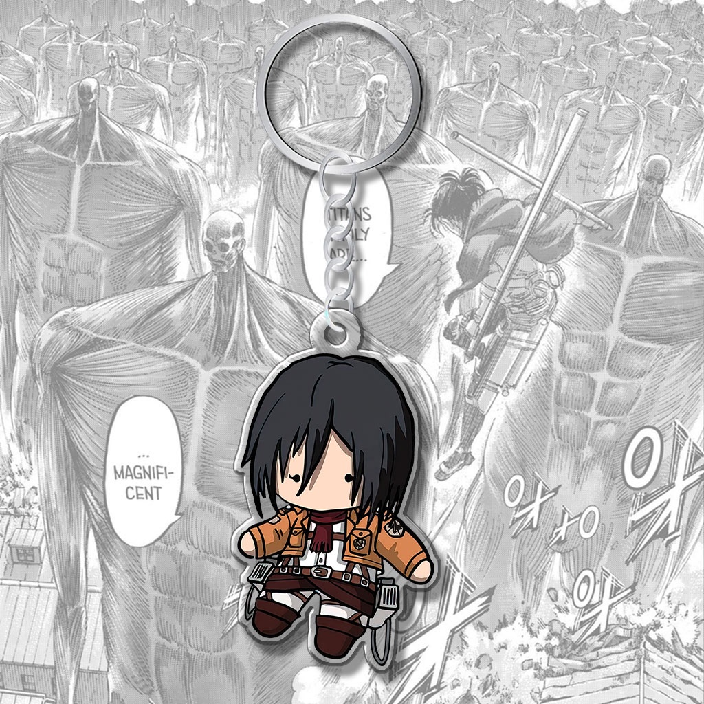 Móc khóa anime Attack on Titan nhân vật chibi Eren Yeager Levi Ackerman Reiner Erwin Annie Manga Hoạt Hình Nhật Bản