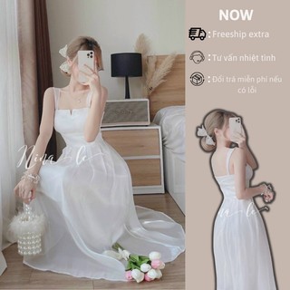 Đầm tiểu thư 2 dây dáng dài chất liệu voan chingfon mềm mịn thoáng mát ( có mút ngực )
