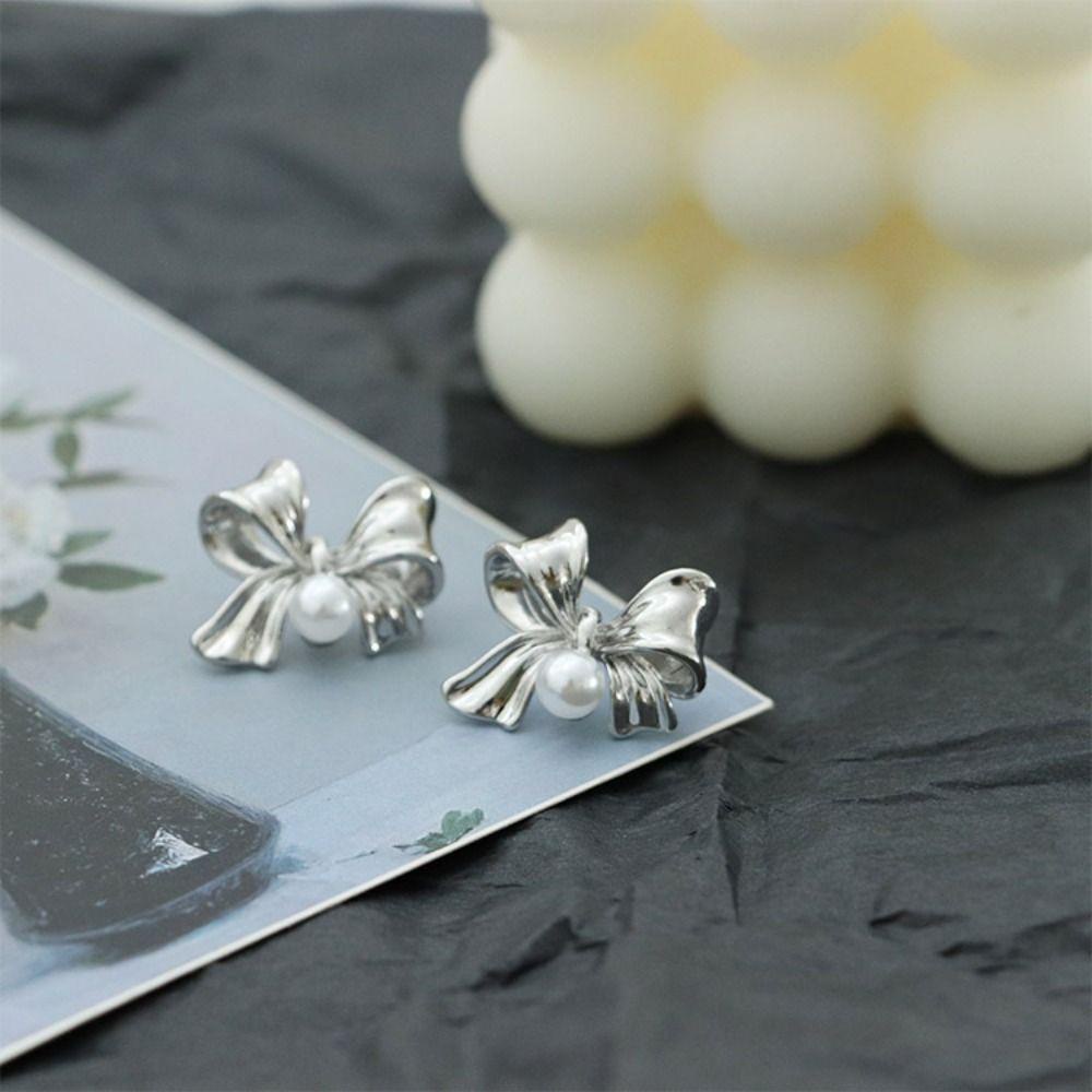 Sweetjohn Khuyên Tai Bạc Hình Nơ vintage Thời Trang