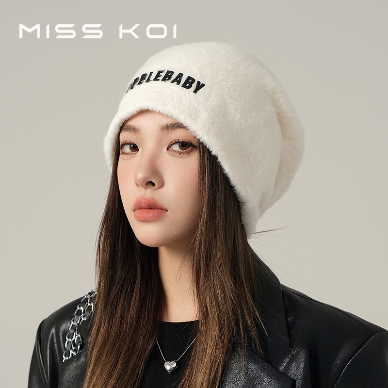 Misskoi  Mũ Trùm Đầu Bằng Vải Lông Giữ Ấm Mùa Thu Đông Phiên Bản Hàn Quốc