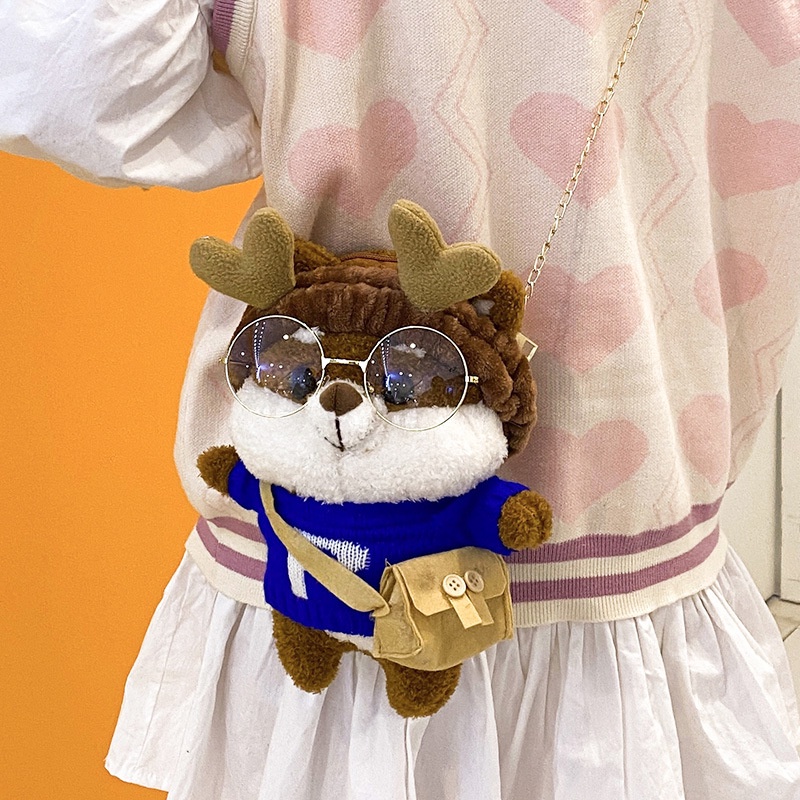 Túi Đeo Chéo Hình Thú Hoạt Hình Nhồi Bông Đáng Yêu