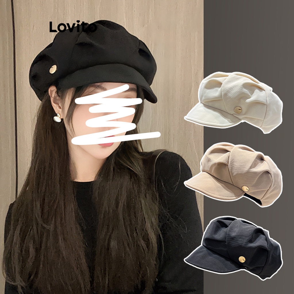 Mũ nồi Lovito màu trơn khí chất thường ngày cho nữ LFA03244