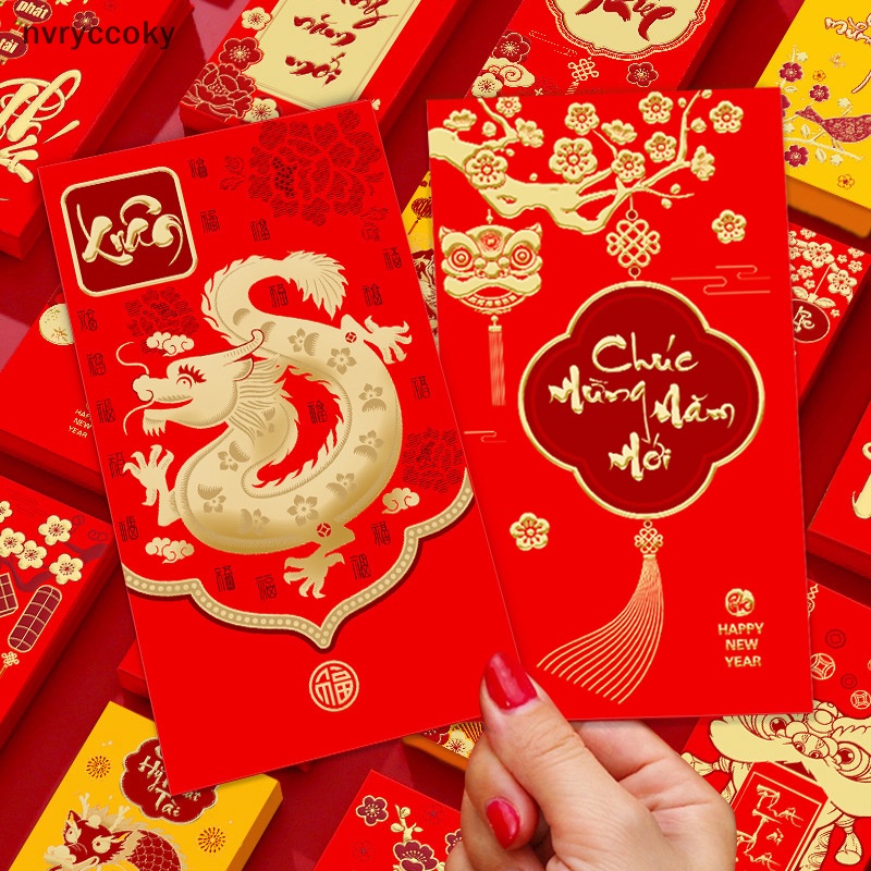 Set 6 Bao Lì Xì Năm Mới 2024 Họa Tiết Hoàng Đạo Trung Hoa Dễ Thương
