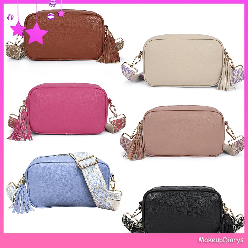 ★ Đồ Trang Điểm Trang Điểm ★ Túi Xách Đeo Chéo Màu Trơn Phối Tua Rua Thời Trang 2023 Sang Trọng Cho Nữ