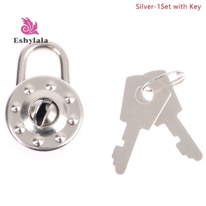 Eshylala 1 Set Ổ Khóa Hành Lý Hình Tròn mini Kèm Chìa Khóa Tiện Dụng