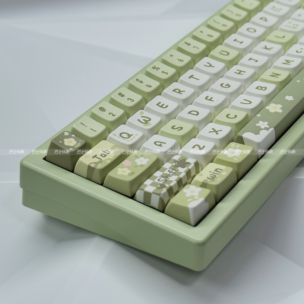 Spring Flowers Keycaps MDA Profile Dễ Thương Xanh Sữa PBT Nhuộm Phụ Bàn Phím Cơ Keycap