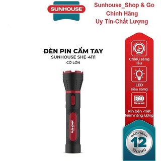 Đèn pin tay cầm sunhouse she-4111 cỡ lớn, đen đỏ _chính hãng