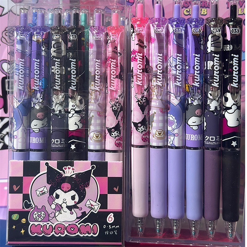 SANRIO Set 6 Bút Mực gel Ngòi 0.5 kuromi / kitty Dễ Thương Cho Nam Và Nữ