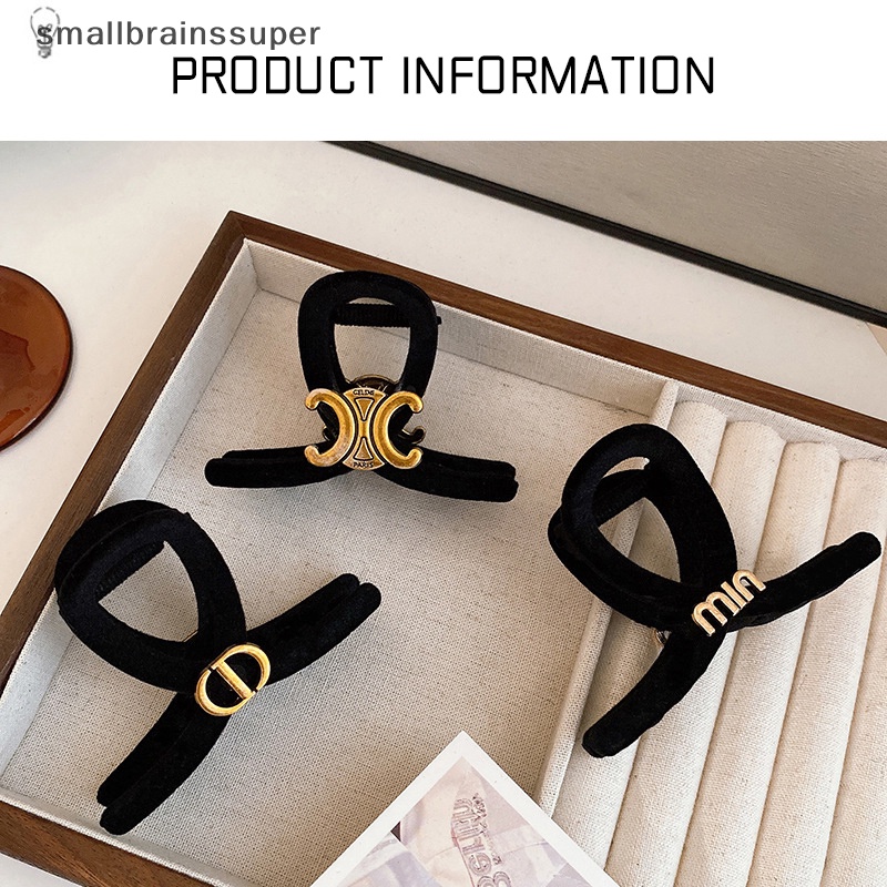 Smallbrainssuper Kẹp Tóc Hình Cá Mập Đen Bằng Nhung Thời Trang Thu Đông Cho Nữ sbs