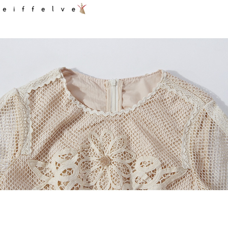 Váy Dài Ôm Eo Phối Ren Tay Dài Phong Cách Xuân Thu 2022 Mới Cho Nữ 1119