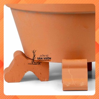 Bộ 3 chân kê chậu trồng cây bằng gốm đất nung (set 3 terracotta pot feet) size NHỎ 7x2.7x4cm gốm sứ sân vườn Bình Dương