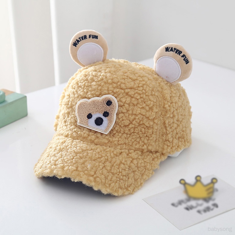 Mũ Bóng Chày Mềm Mại Thoáng Khí Thân Thiện Với Da In Hình Gấu Hoạt Hình Dễ Thương Ấm Áp Co Giãn Tốt