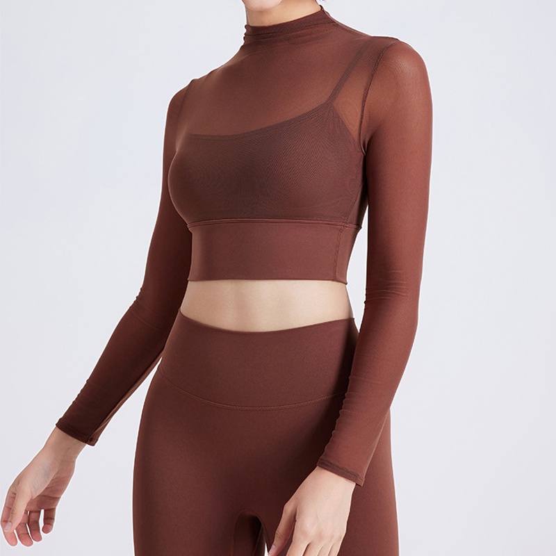 Áo Thể Thao Dài Tay Phối Lưới Tập yoga Chạy Bộ Nhanh Khô Gợi Cảm