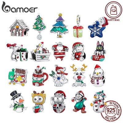 Bamoer Hạt Charm Bạc 925 Hoạ Tiết Giáng Sinh