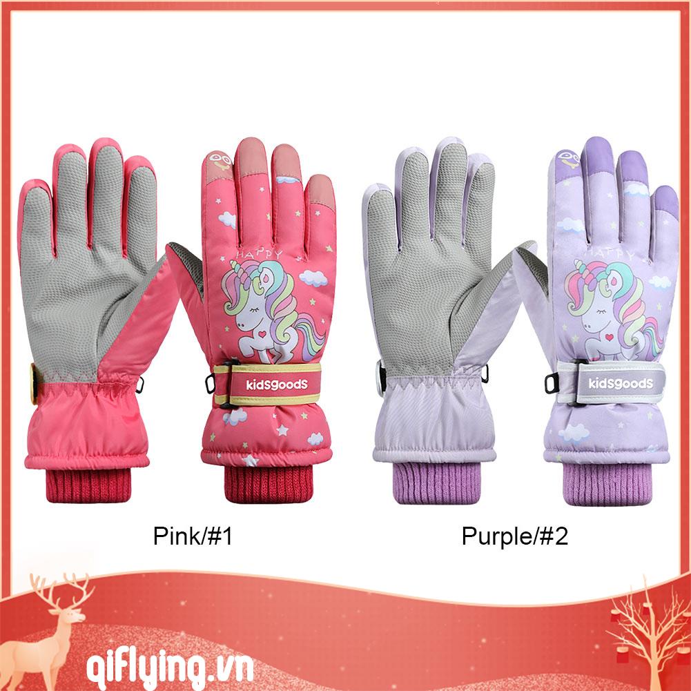 Găng Tay Phủ Toàn Ngón Chống Trượt Họa Tiết Hoạt Hình Cho Trẻ Em Đi Bộ Đường Dài Mùa Đông