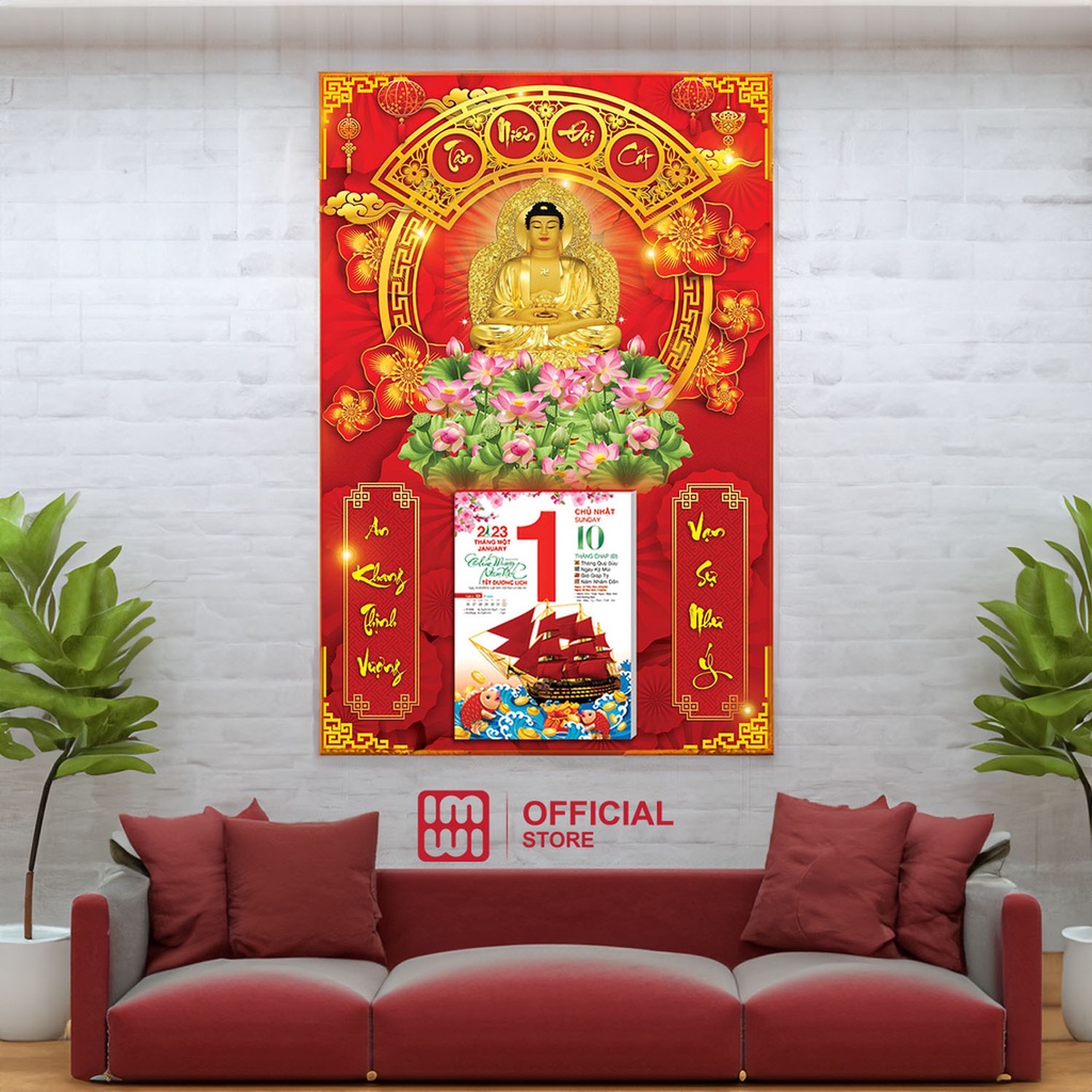 Lịch gỗ Phật A Di Đà 40x60cm IMWI GIMIVINA LGV23M03