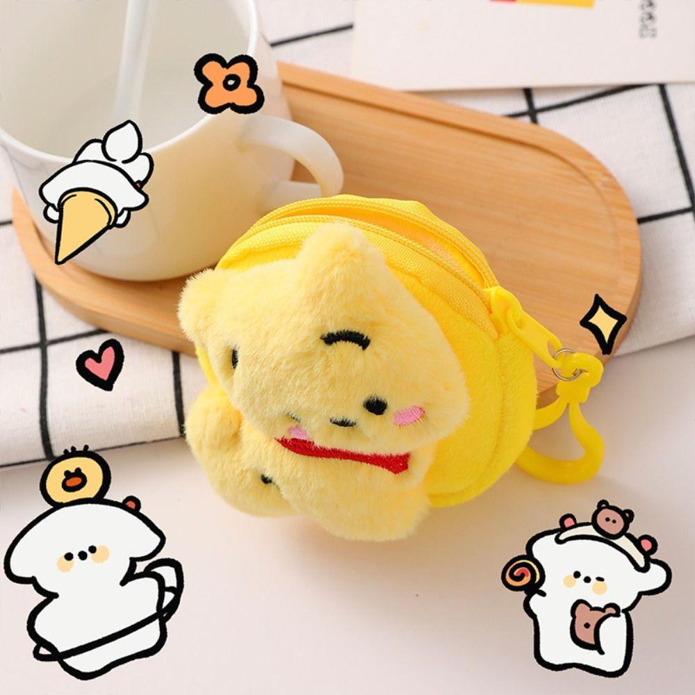 Ví Nhỏ Đựng Tiền Xu Đa Năng Hình Gấu Dâu Tây Kèm Móc Khóa Nhồi Bông Dễ Thương Cho Nữ Elm1