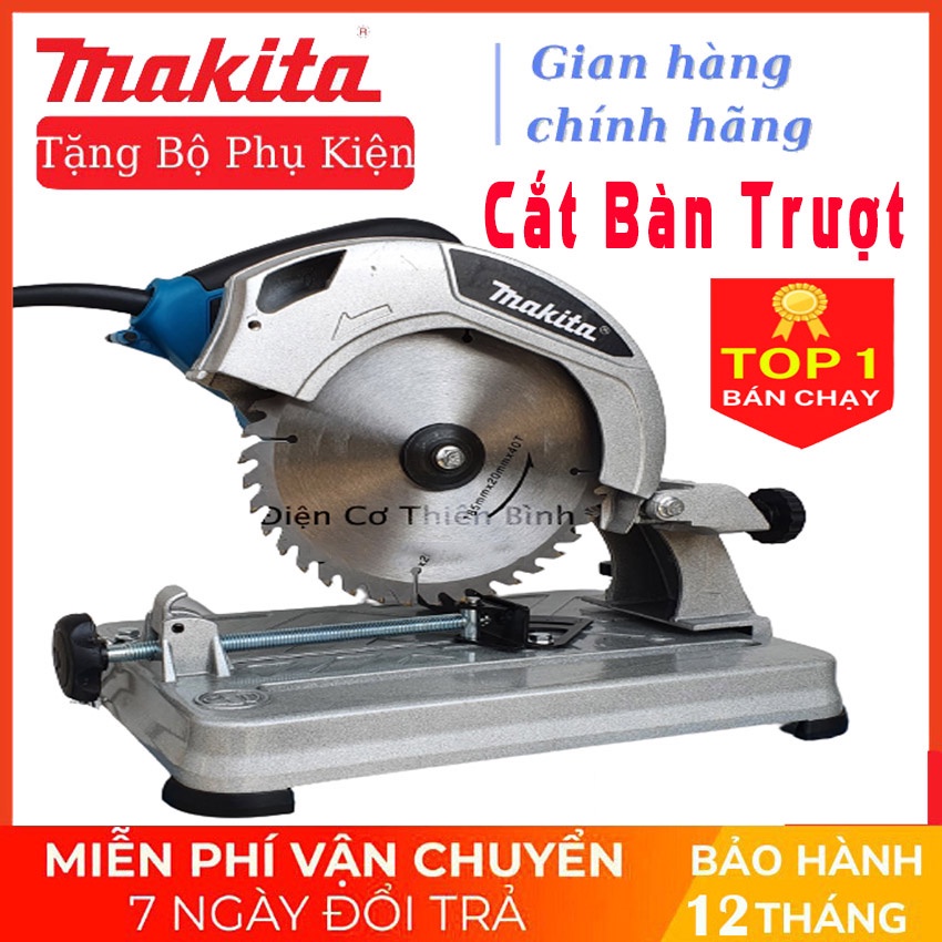 Máy cắt sắt gỗ trượt Makita tặng đĩa cắt sắt cắt gỗ 185mm,máy cắt bàn trượt

