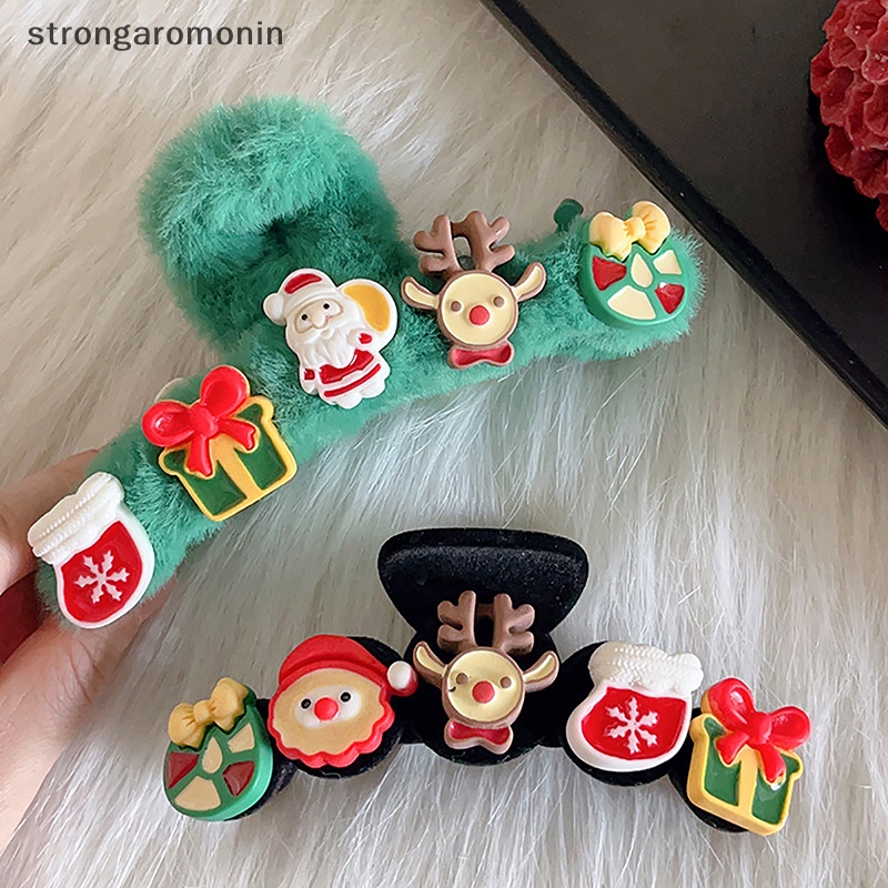 Kẹp Tóc Hình Ông Già Noel / Tuần Lộc / Cá Mập Phủ Lông Dễ Thương Dùng Làm Quà Tặng Giáng Sinh