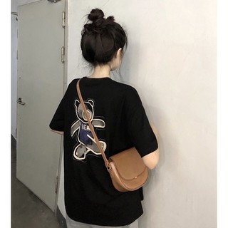 Áo thun nữ form rộng Guguno cotton cổ tròn in basic (A)