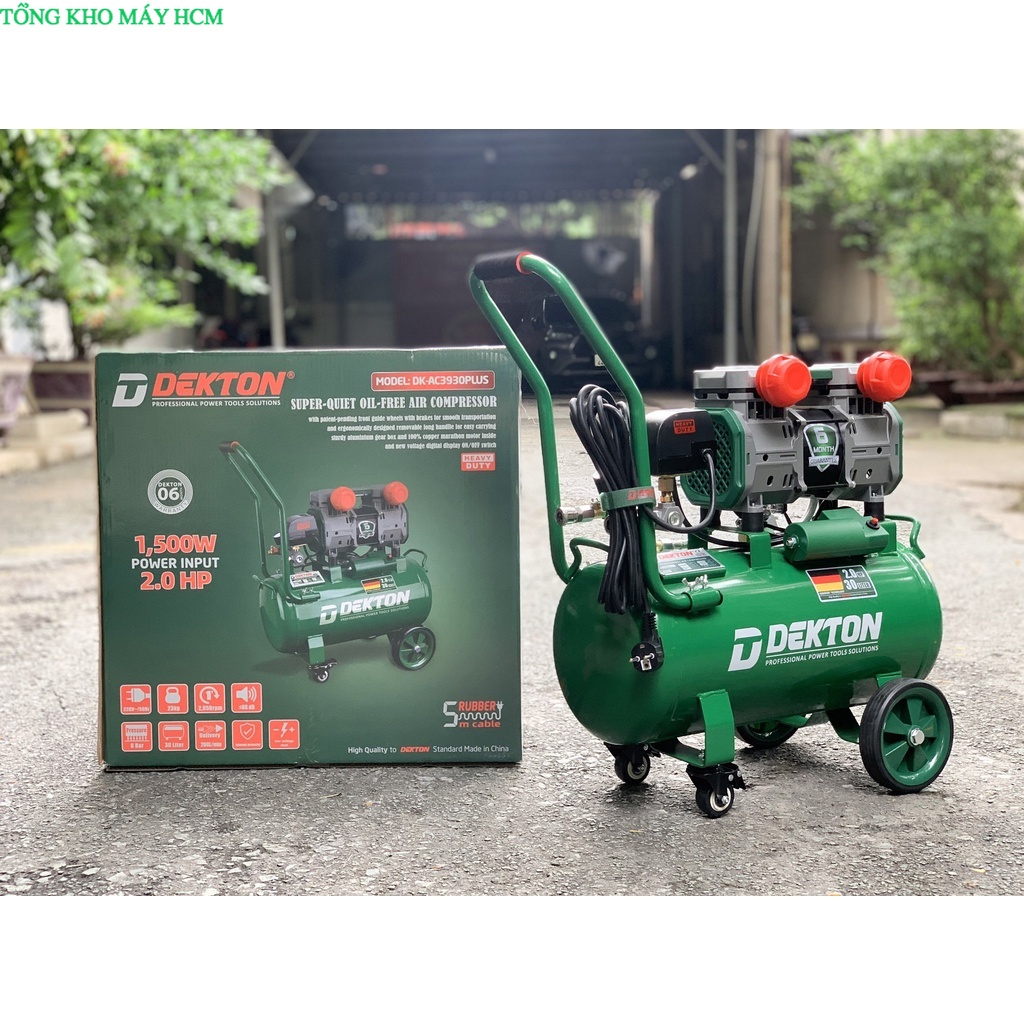 Máy Nén Khí Không Dầu Dekton DK-AC3930PLUS / 2HP/1500W/ Bình 30L - Lưu Lượng 200L/Phút tổng kho máy 