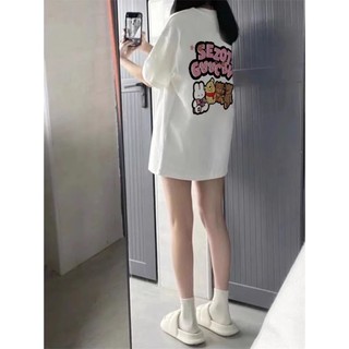Áo thun nữ form rộng cotton 100% cổ tròn in basic GUGUNO (A)