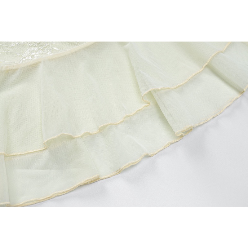 Weania set Áo Ren Hai Lớp Xuyên Thấu Và Chân Váy Ngắn Siêu Ngắn Gợi Cảm Cho Nữ