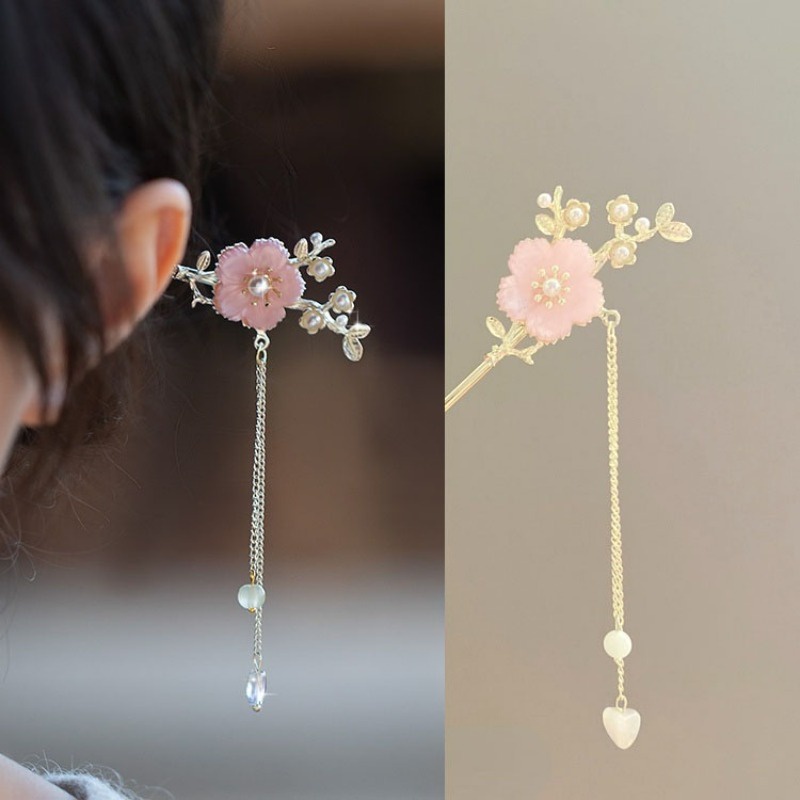 Trâm Cài Tóc Hình Hoa Đào Màu Hồng Phong Cách Cổ Điển Cho Nữ