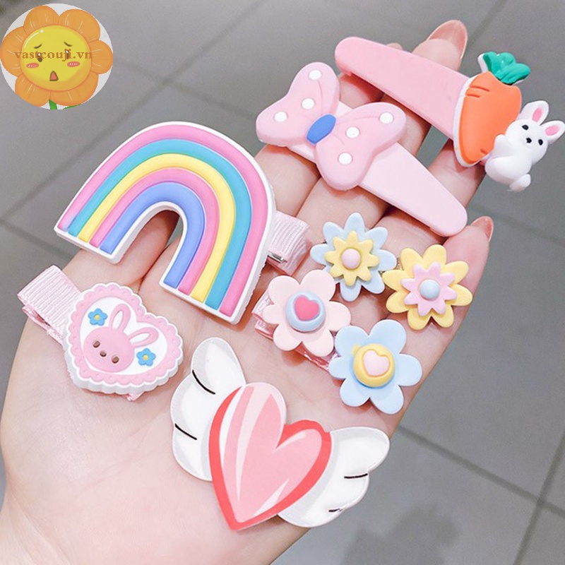 Vastji set 14 Kẹp Tóc Hình Hoa / Động Vật Nhiều Màu Đáng Yêu Phong Cách Hàn Quốc Cho Bé vn