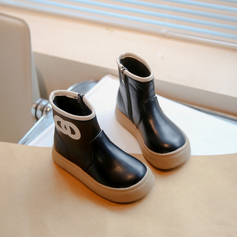 Giày Bốt martin Bằng Da Đế Mềm Có Khóa Kéo Đơn Giản Thoải Mái Cho Bé Gái 3-18 Tuổi