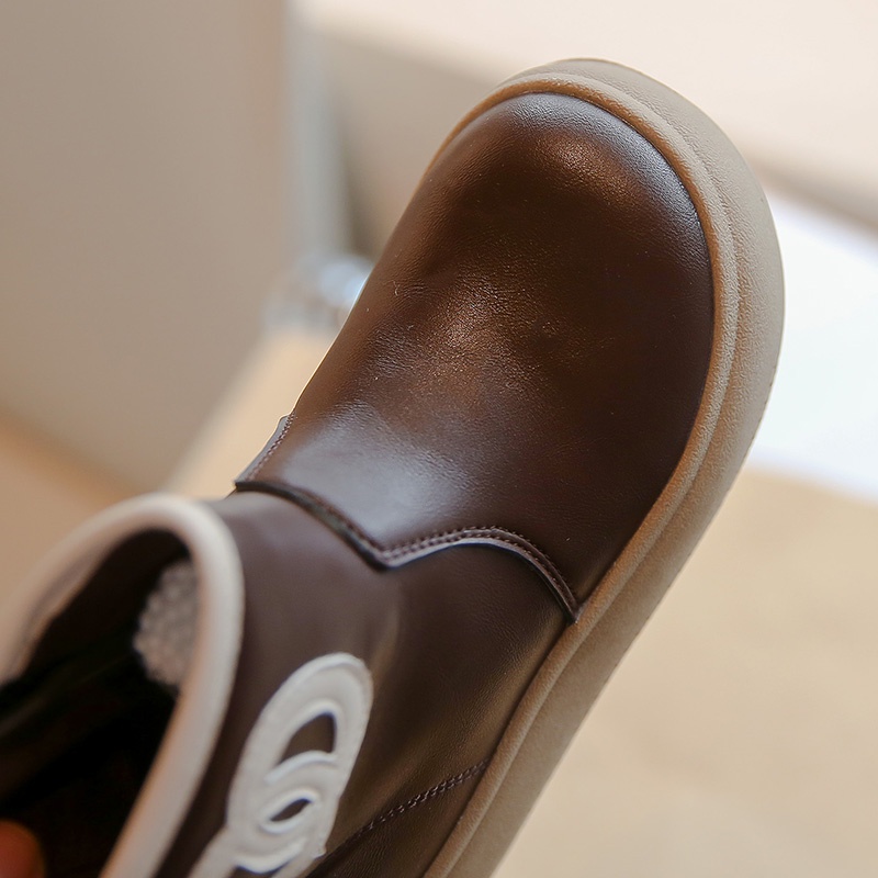 Giày bốt Martin RUMPHIUS chất liệu da cổ thấp đế mềm thoải mái có khóa kéo đơn giản cho bé gái cỡ 26-37