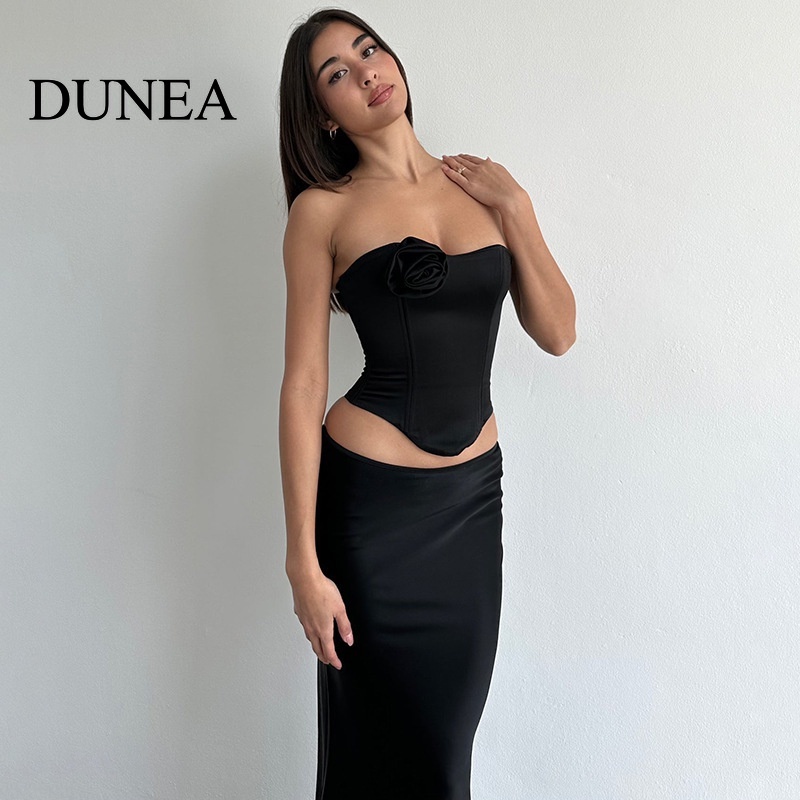 Đầm bodycon dài DUNEA vải satin thời trang gợi cảm dành cho nữ