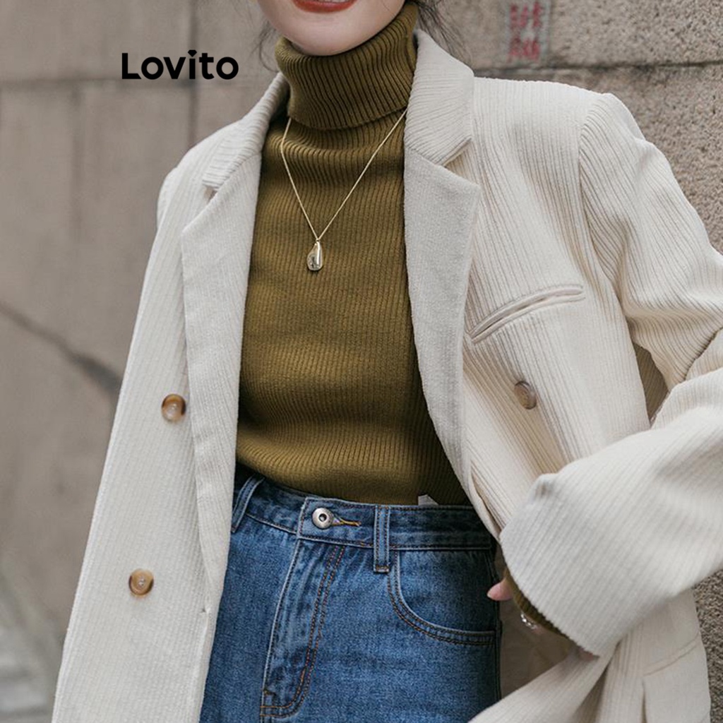 Lovito Áo Blazer có nút trơn phía trước thông thường dành cho nữ LNA30037