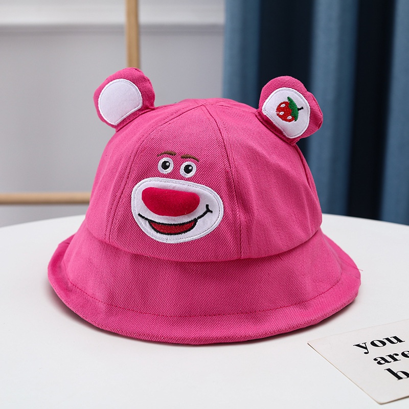 Lotso Nón Tai Bèo Vải cotton canvas Thêu Họa Tiết Gấu Và Dâu Tây Đáng Yêu Thời Trang Xuân Thu Cho Bé