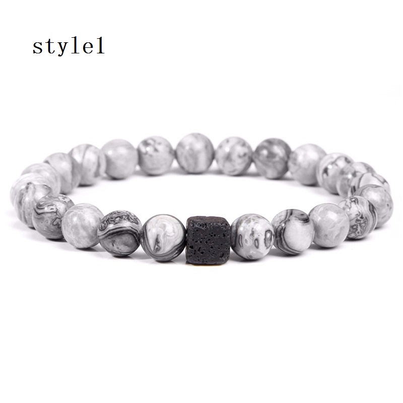 Vòng Tay Chuỗi Hạt Đá Núi Lửa Đơn Giản Cho Cặp Đôi