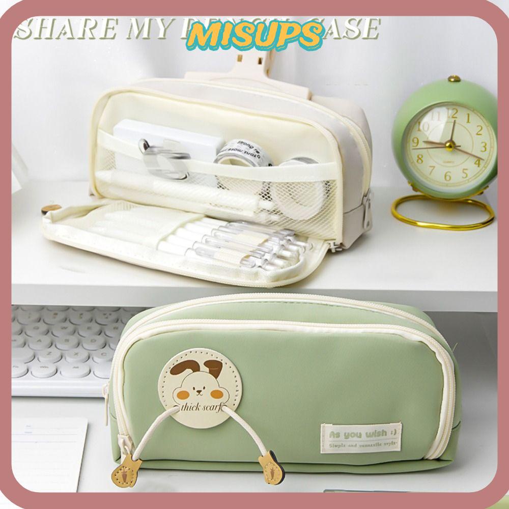 Missups Túi Đựng Bút Hai Lớp Họa Tiết Thỏ Sức Chứa Lớn Đa Năng