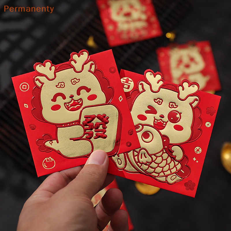 Set 6 Bao Lì Xì Hình Rồng Đỏ May Mắn Cho Năm Mới 2024
