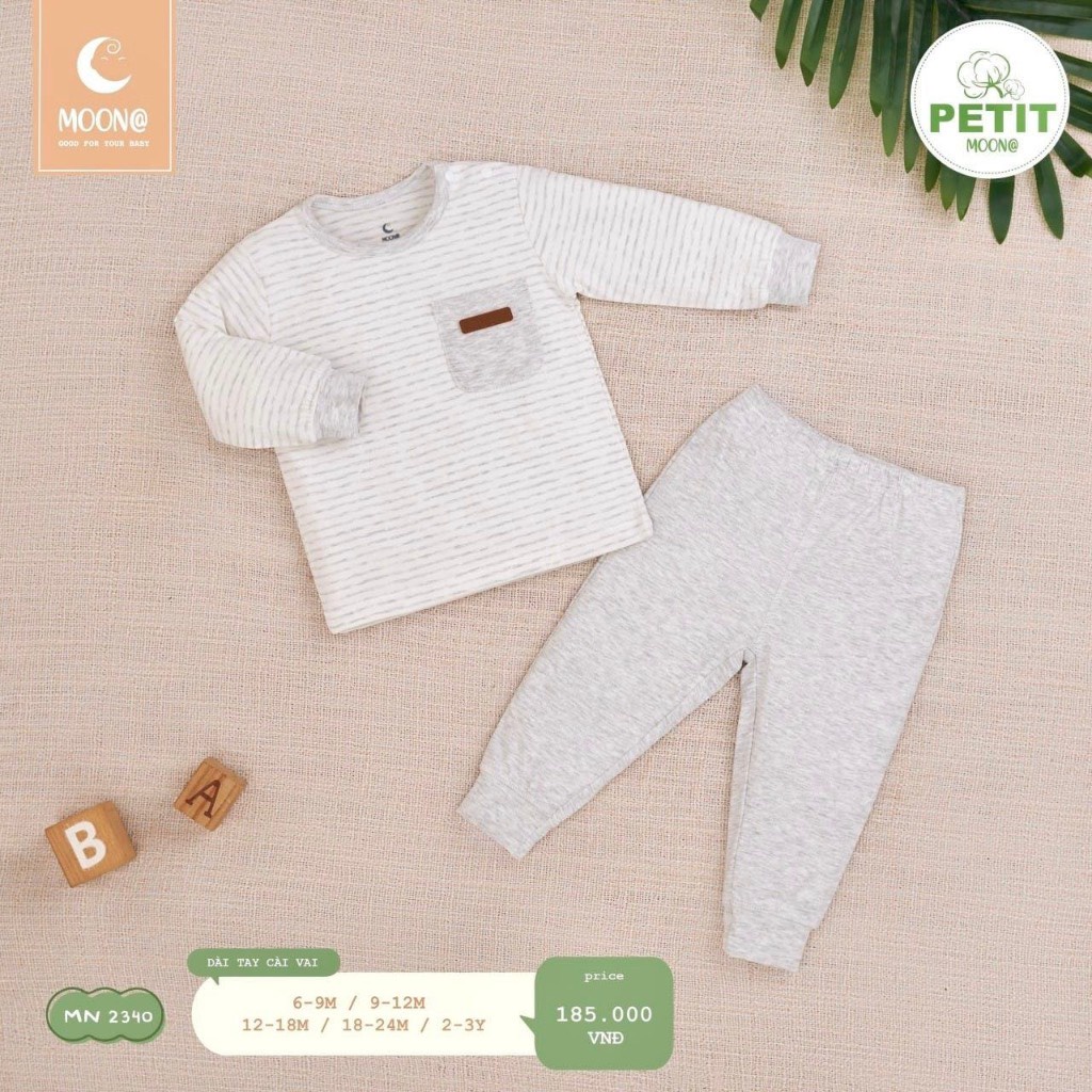 Booj cài vai dày tay pettit bé trai bé gái Moon size 9m-3y cho bé