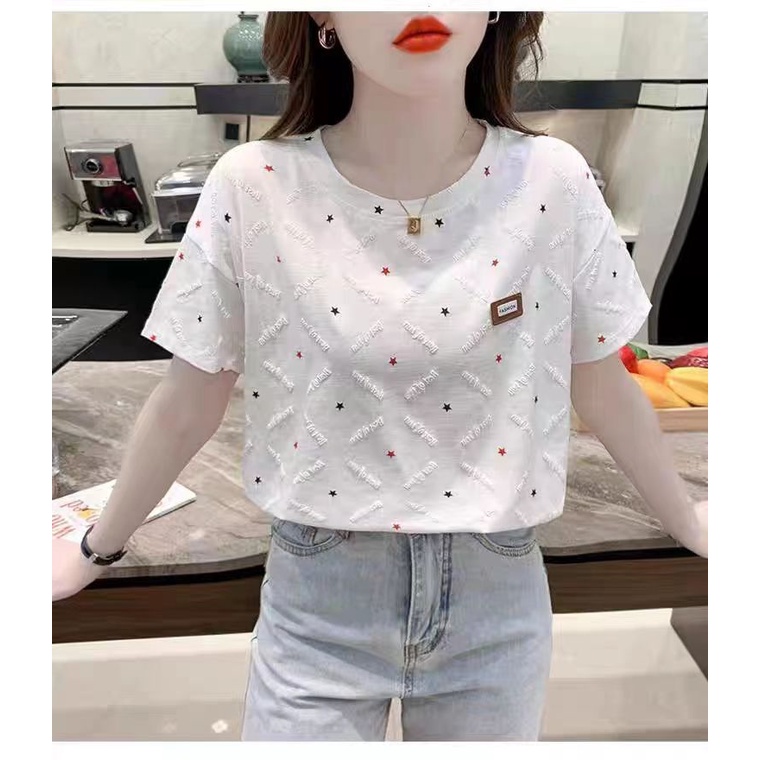 Áo Thun Cotton Tay Ngắn In Hình Thiết Kế Ba Chiều Mẫu Mới 2023 Thời Trang Mùa Hè Cho Nữ