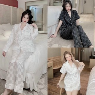 Bộ đồ ngủ tay ngắn quần dài bằng lụa 40-60kg