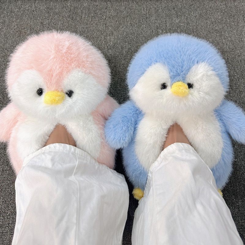 Dép Bông Đi Trong Nhà Hình Chim Cánh Cụt cute Mùa Đông 2024 Dày Dặn Ấm Áp Hình Chim Cánh Cụt Dễ Thương